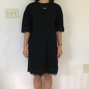 Zara black sweater dress with lace trim, XS